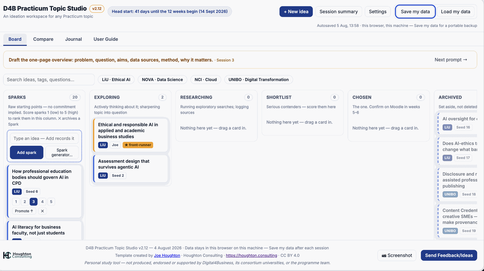 Screenshot of Practicum Idea Generator