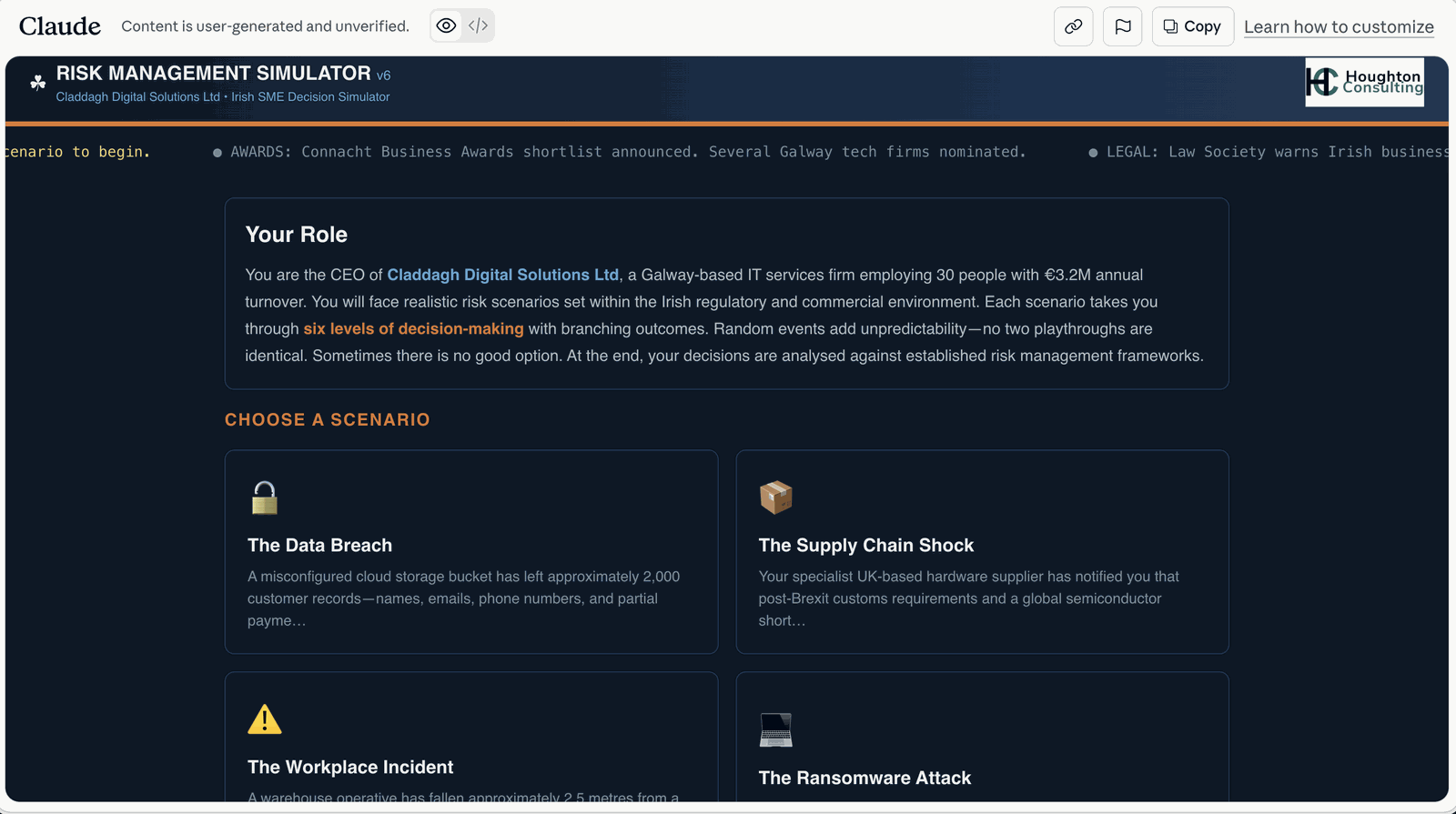 Screenshot of Risk Simulator
