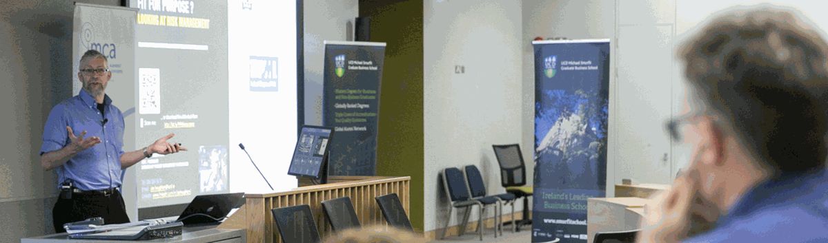 Joe Houghton presenting at UCD Smurfit